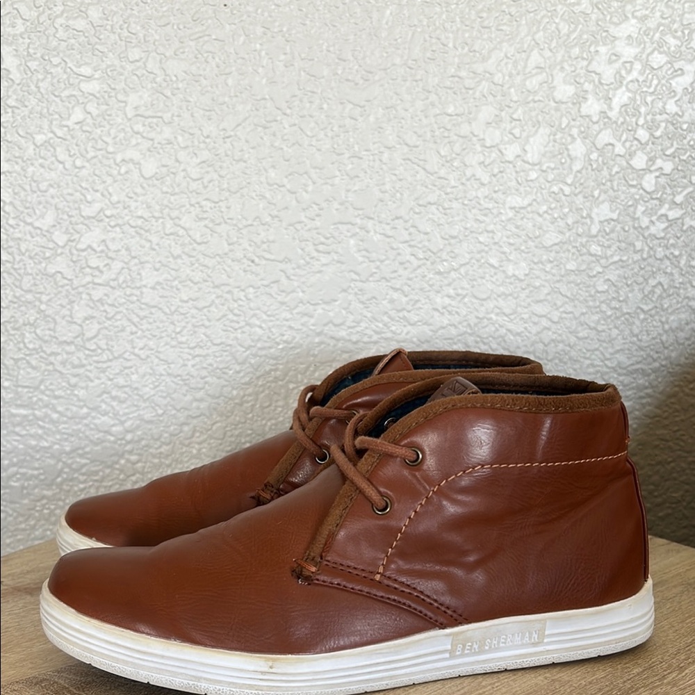 Ben Sherman Brown Chukka Boots with PU Leather and White Sole